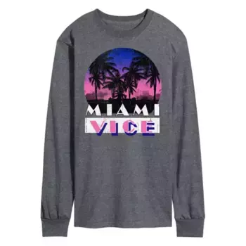Мужская футболка с длинным рукавом с принтом «Miami Vice That Life» Licensed Character, серый