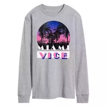 Мужская футболка с длинным рукавом с принтом «Miami Vice That Life» Licensed Character, серый