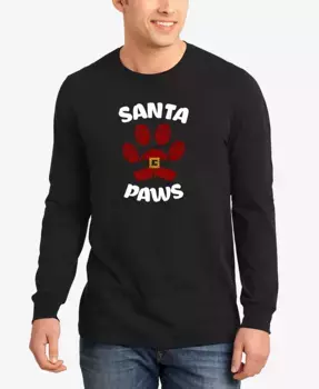 Мужская футболка с длинным рукавом Santa Paws Word Art LA Pop Art, черный