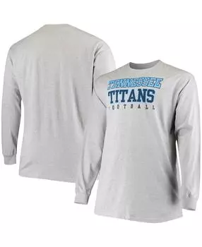 Мужская футболка с длинным рукавом tennessee titans practice серого цвета big and tall heathered Fanatics, мульти