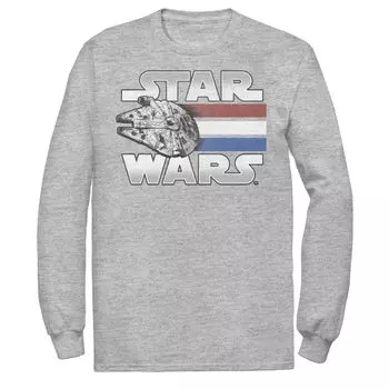 Мужская футболка с длинным рукавом в красно-белую и синюю полоску «Звездные войны: Сокол тысячелетия» Star Wars