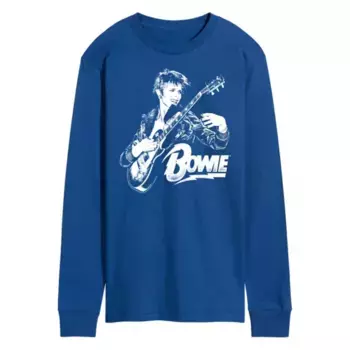 Мужская футболка с длинным рукавом в стиле панк David Bowie Licensed Character, синий