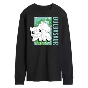 Мужская футболка с длинным рукавом в стиле тай-дай с принтом Bulbasaur Licensed Character, черный
