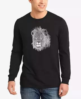 Мужская футболка с длинным рукавом Word Art с изображением льва LA Pop Art, черный