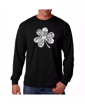 Мужская футболка с длинным рукавом word art - kiss me i'm irish LA Pop Art, черный