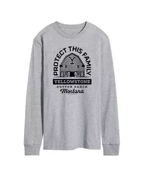 Мужская футболка с длинным рукавом yellowstone protect this family AIRWAVES, серый