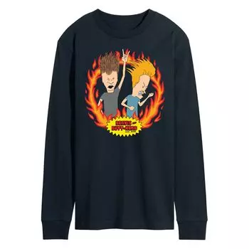 Мужская футболка с длинными рукавами Beavis And Butthead Rock Flames Licensed Character