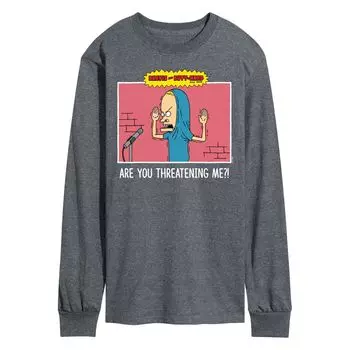Мужская футболка с длинными рукавами Beavis And Butthead Threating Me Licensed Character