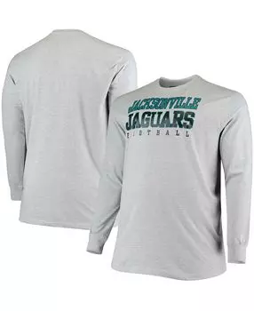 Мужская футболка с длинными рукавами big and tall из меланжевого серого цвета jacksonville jaguars practice Fanatics, мульти