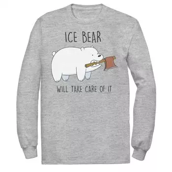 Мужская футболка с длинными рукавами Cartoon Network Bare Bears Ice Bear Take Care Of It Axe Licensed Character