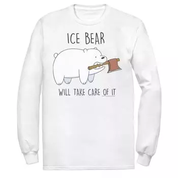 Мужская футболка с длинными рукавами Cartoon Network Bare Bears Ice Bear Take Care Of It Axe Licensed Character