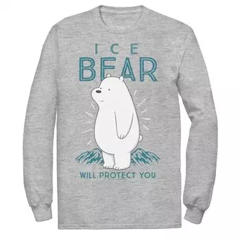Мужская футболка с длинными рукавами Cartoon Network We Bare Bears Ice Bear Will Protect You Licensed Character