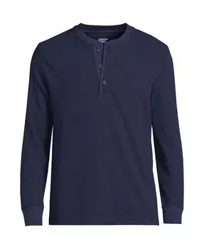 Мужская футболка с длинными рукавами Comfort-First Thermal Waffle Henley Lands' End, синий