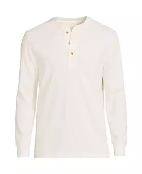 Мужская футболка с длинными рукавами Comfort-First Thermal Waffle Henley Lands' End, слоновая кость/кремовый