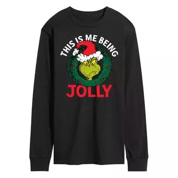 Мужская футболка с длинными рукавами «Доктор Сьюз Гринч» This Is Me Being Jolly Licensed Character