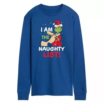 Мужская футболка с длинными рукавами Dr. Seuss Grinch I Am The Naughty List Licensed Character