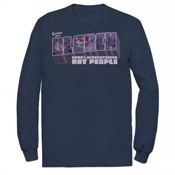 Мужская футболка с длинными рукавами и цветами Invader Zim Привет от Блорха Licensed Character, синий