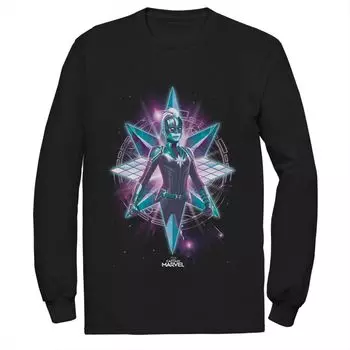 Мужская футболка с длинными рукавами и геометрическим рисунком Marvel Captain Marvel Galaxy Star Licensed Character