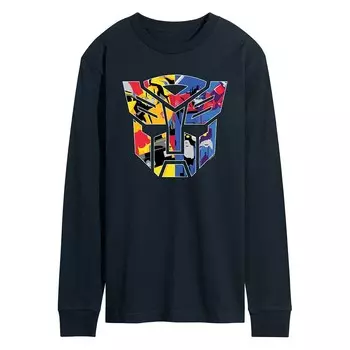 Мужская футболка с длинными рукавами и графическим логотипом Transformers Licensed Character, темно-синий