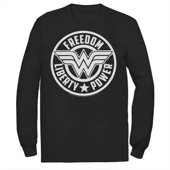 Мужская футболка с длинными рукавами и графическим логотипом DC Comics Wonder Woman Freedom Liberty Power Licensed Character