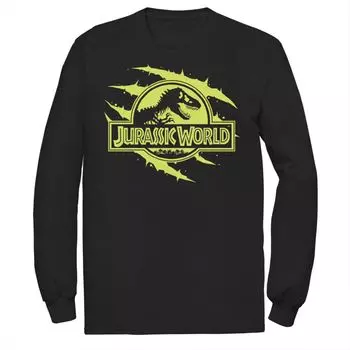 Мужская футболка с длинными рукавами и графическим логотипом Jurassic World Neon Slash T-Rex Fossil Logo Licensed Character
