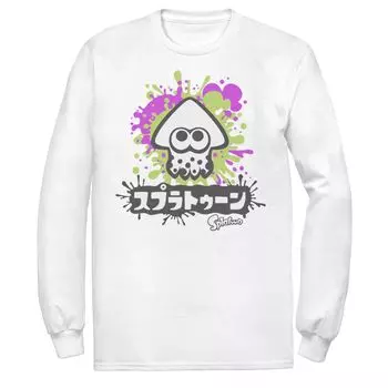 Мужская футболка с длинными рукавами и графическим рисунком Nintendo Splatoon Inkling Text Splatter Licensed Character