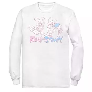 Мужская футболка с длинными рукавами и логотипом Ren & Stimpy Portrait Outline Licensed Character
