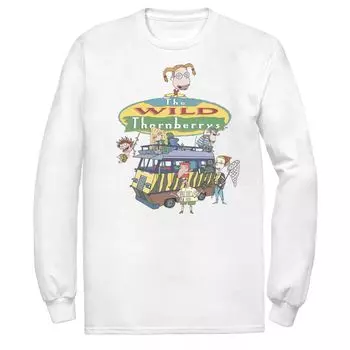 Мужская футболка с длинными рукавами и логотипом Wild Thornberrys Family RV Gathering Nickelodeon, белый