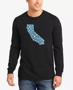 Мужская футболка с длинными рукавами и надписью California Hearts Word Art LA Pop Art, черный