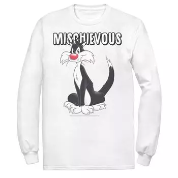 Мужская футболка с длинными рукавами и озорным портретом Looney Tunes Sylvester Licensed Character
