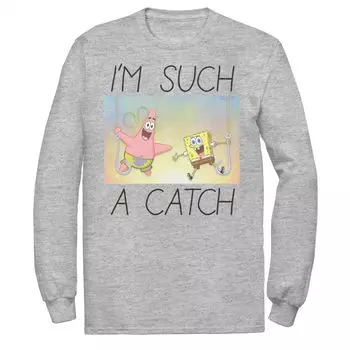 Мужская футболка с длинными рукавами и портретом «Губка Боб I’m such a Catch» Licensed Character