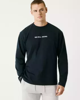 Мужская футболка с длинными рукавами и принтом на спине Pepe Jeans, тёмно-синий