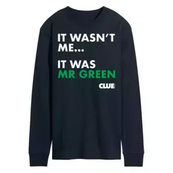 Мужская футболка с длинными рукавами и принтом «Ключ, это был мистер Грин» от Hasbro, синий
