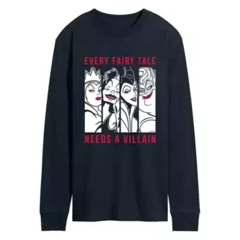 Мужская футболка с длинными рукавами и принтом злодея. Каждой сказке нужен свой злодей. Disney, синий