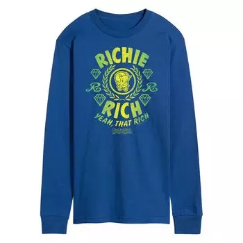 Мужская футболка с длинными рукавами и рисунком Richie Rich Yeah That Rich Licensed Character, синий
