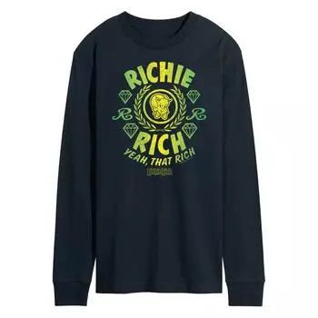 Мужская футболка с длинными рукавами и рисунком Richie Rich Yeah That Rich Licensed Character, синий