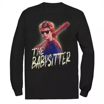 Мужская футболка с длинными рукавами и рисунком «Big & Tall Stranger Things Steve The Babysitter» Licensed Character