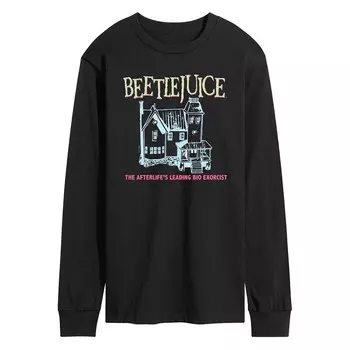 Мужская футболка с длинными рукавами и рисунком Beetlejuice House Licensed Character, черный