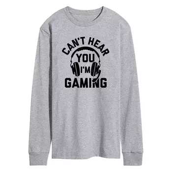Мужская футболка с длинными рукавами и рисунком Can't Hear You Gaming Licensed Character, серый