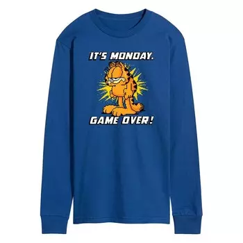 Мужская футболка с длинными рукавами и рисунком Garfield It’s Monday Licensed Character, синий