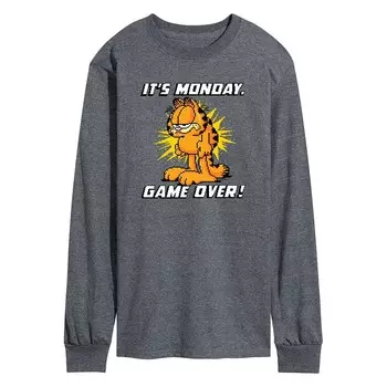 Мужская футболка с длинными рукавами и рисунком Garfield It’s Monday Licensed Character, цвет Heather Charcoal