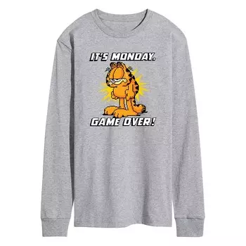 Мужская футболка с длинными рукавами и рисунком Garfield It’s Monday Licensed Character, цвет Heather Gray
