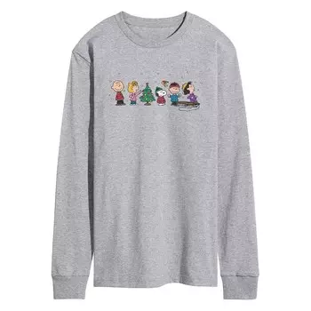 Мужская футболка с длинными рукавами и рисунком Peanuts Christmas Group Licensed Character, цвет Heather Gray