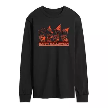 Мужская футболка с длинными рукавами и рисунком Peanuts Happy Halloween Licensed Character, черный