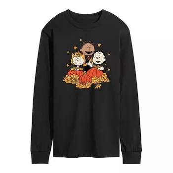 Мужская футболка с длинными рукавами и рисунком Peanuts Pumpkin Trio Licensed Character, черный
