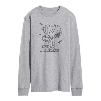 Мужская футболка с длинными рукавами и рисунком Peanuts Snoopy Mummy Bats Licensed Character, цвет Heather Gray