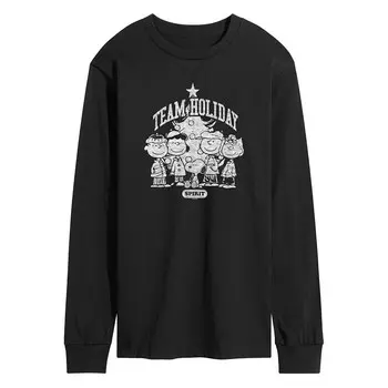 Мужская футболка с длинными рукавами и рисунком Peanuts Team Holiday Spirit Licensed Character, черный