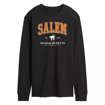 Мужская футболка с длинными рукавами и рисунком для студентов Salem Massachusetts Licensed Character, черный