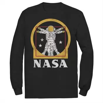Мужская футболка с длинными рукавами и рисунком астронавта НАСА Golden Vitruvian Space Man Licensed Character