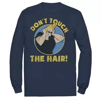 Мужская футболка с длинными рукавами и рисунком Cartoon Network Johnny Bravo Don't Touch The Hair Badge Licensed Character